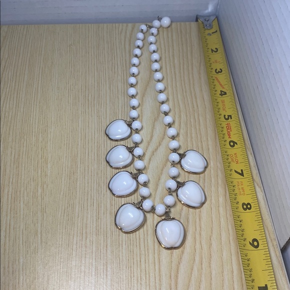 Vintage Trifari Milk Glass Beaded Apples and Gold Tone Necklace